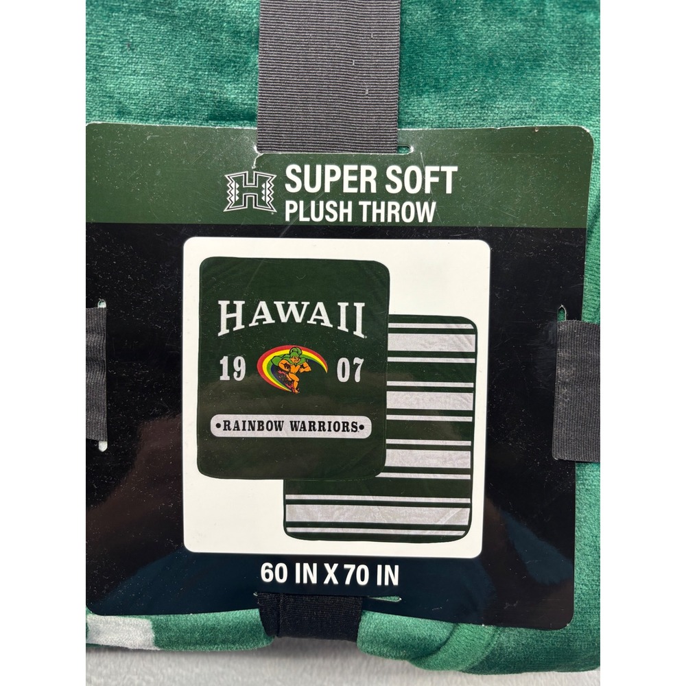 Hawaii Rainbow Warriors Super Soft Plush Throw Blanket 60x70‎ NCAA Green White